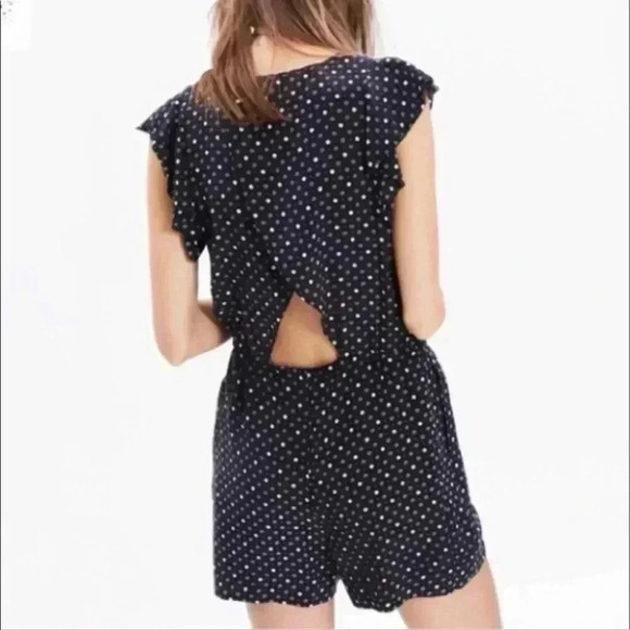 Madewell Polka Dot Flutter Sleeve Romper Shorts Size M - Picture 2 of 7